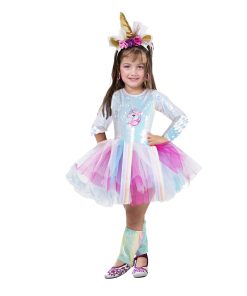תחפושת לפורים חד קרן פייטים+טוטו לילדות - שושי זוהר