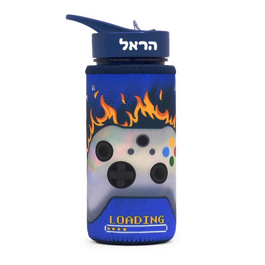 בקבוק שתיה לילדים 500 מ"ל + כיסוי תרמי במגוון דגמים + הדבקת שם - KAL GAV