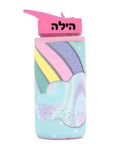 ⁦בקבוק שתיה לילדות 500 מ"ל  + כיסוי תרמי במגוון דגמים + הדבקת שם - KAL GAV⁩ – תמונה ⁦6⁩