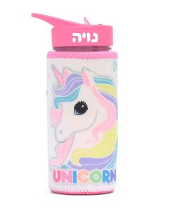 ⁦בקבוק שתיה לילדות 500 מ"ל  + כיסוי תרמי במגוון דגמים + הדבקת שם - KAL GAV⁩ – תמונה ⁦7⁩
