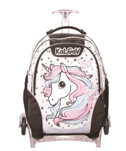 תיק אורטופדי X BAG TROLLEY דגם חד קרן פרפרים שחור-לבן - KAL GAV