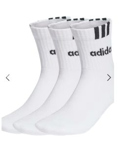 6 זוגות גרבי ספורט לבן פסים  ADIDAS